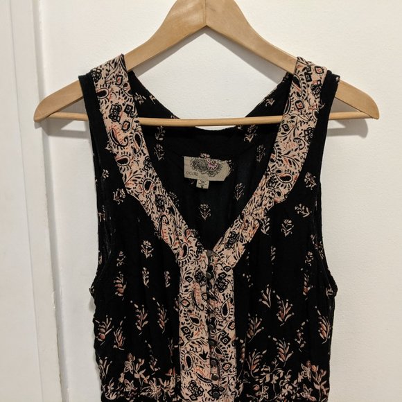 Urban Outfitters Ecote Black Pink Paisley Button-Front Romper - Picture 3 of 6